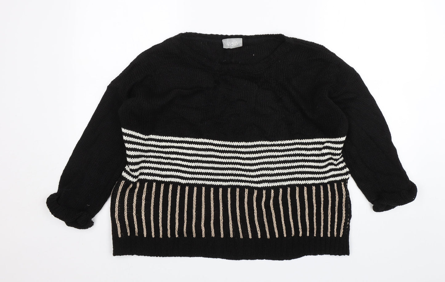 Wallis Womens Black Striped  Pullover Jumper Size M