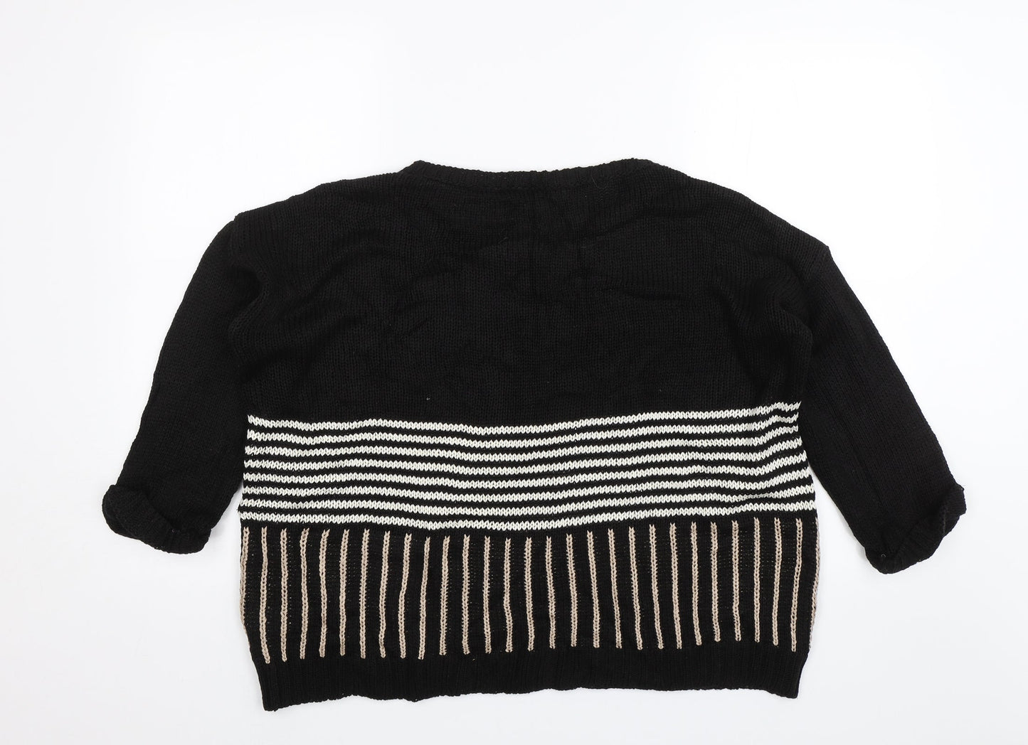 Wallis Womens Black Striped  Pullover Jumper Size M