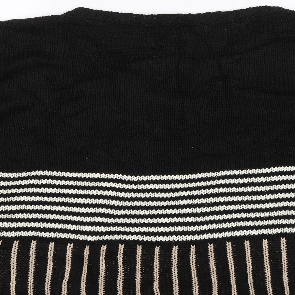 Wallis Womens Black Striped  Pullover Jumper Size M