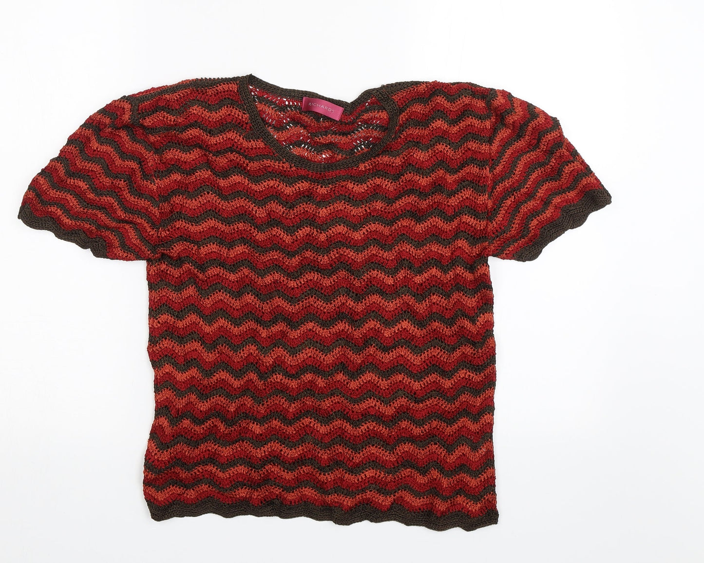 Richards Womens Red Striped  Basic Blouse Size L