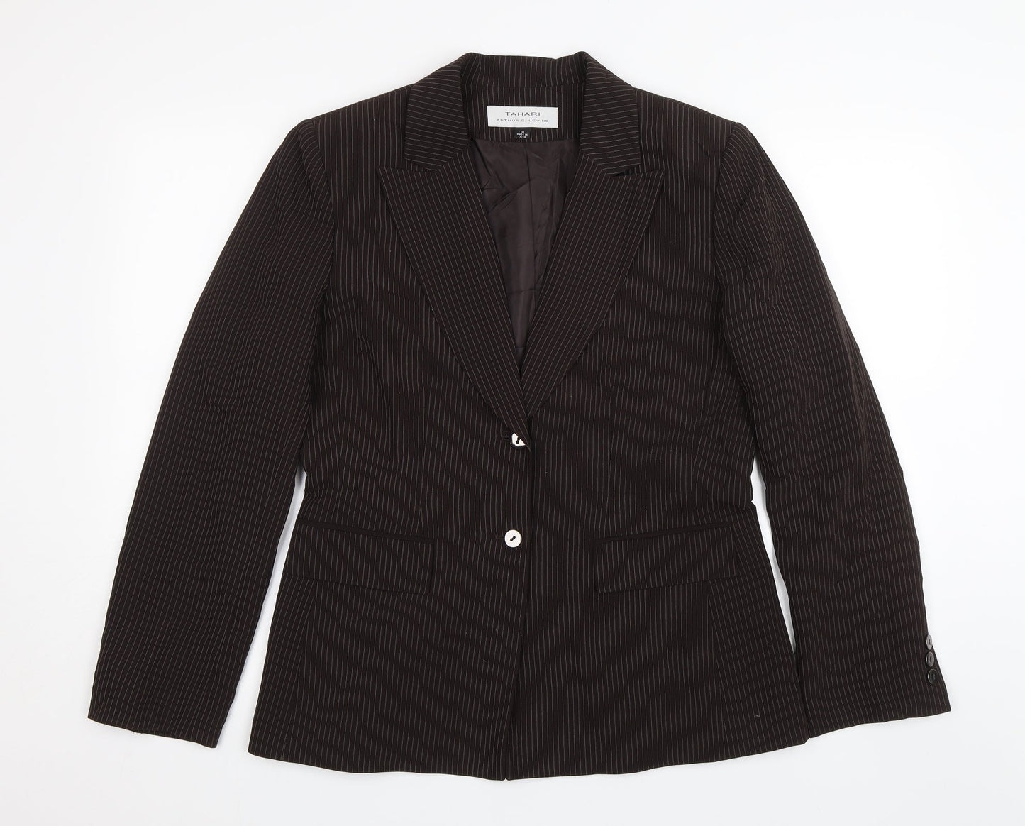 Tahari Womens Brown Striped  Jacket Blazer Size 10