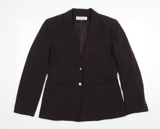 Tahari Womens Brown Striped  Jacket Blazer Size 10