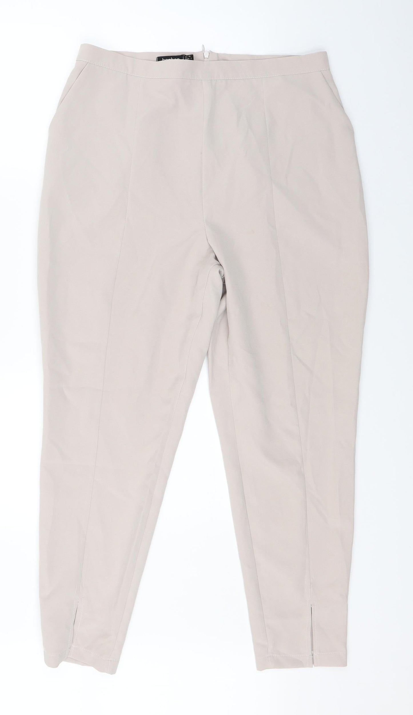 Boohoo Womens Beige   Dress Pants Trousers Size 14 L26 in