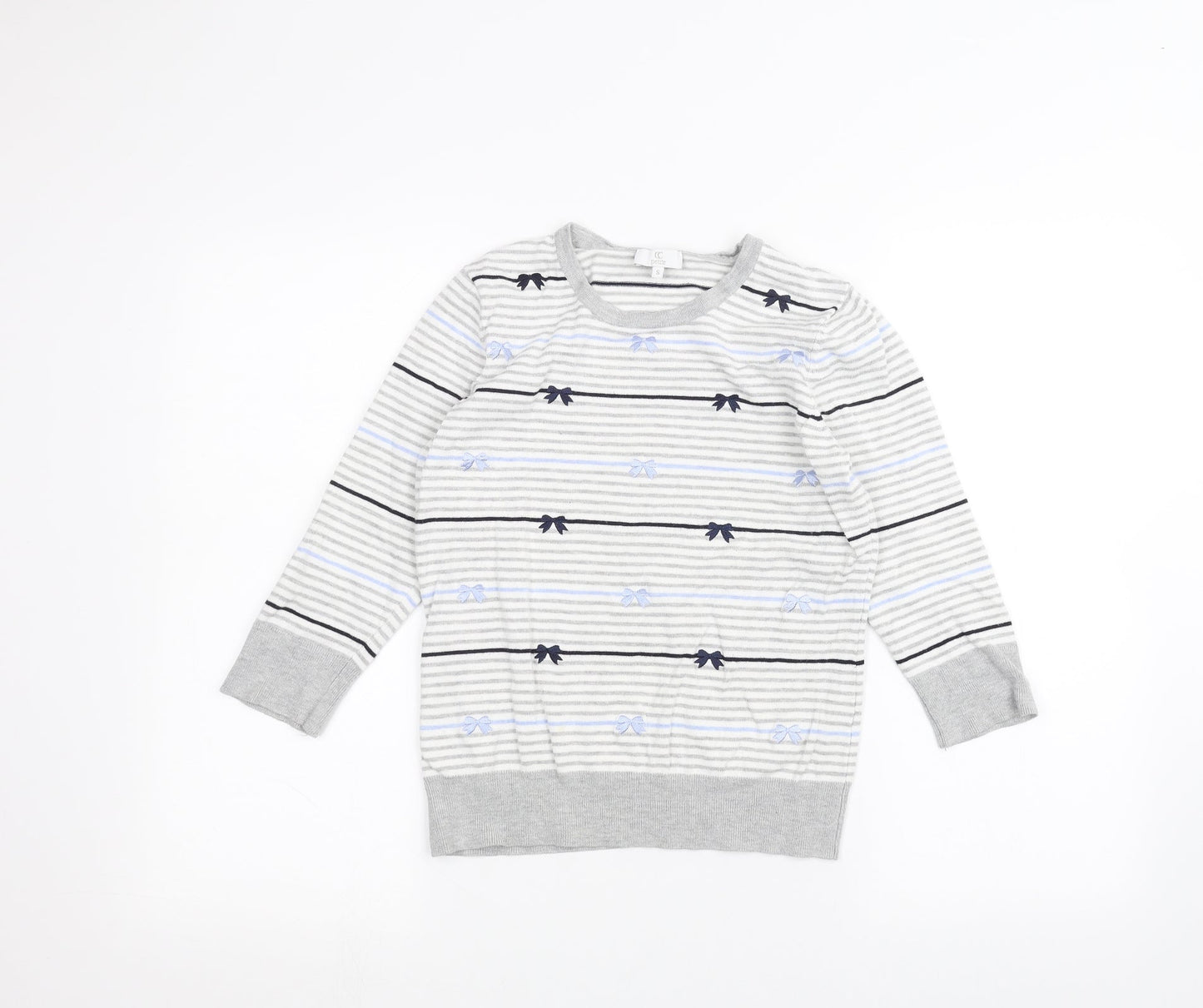 Country Club Womens White Striped  Basic T-Shirt Size S