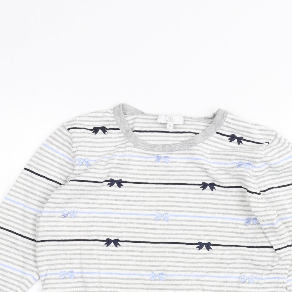 Country Club Womens White Striped  Basic T-Shirt Size S