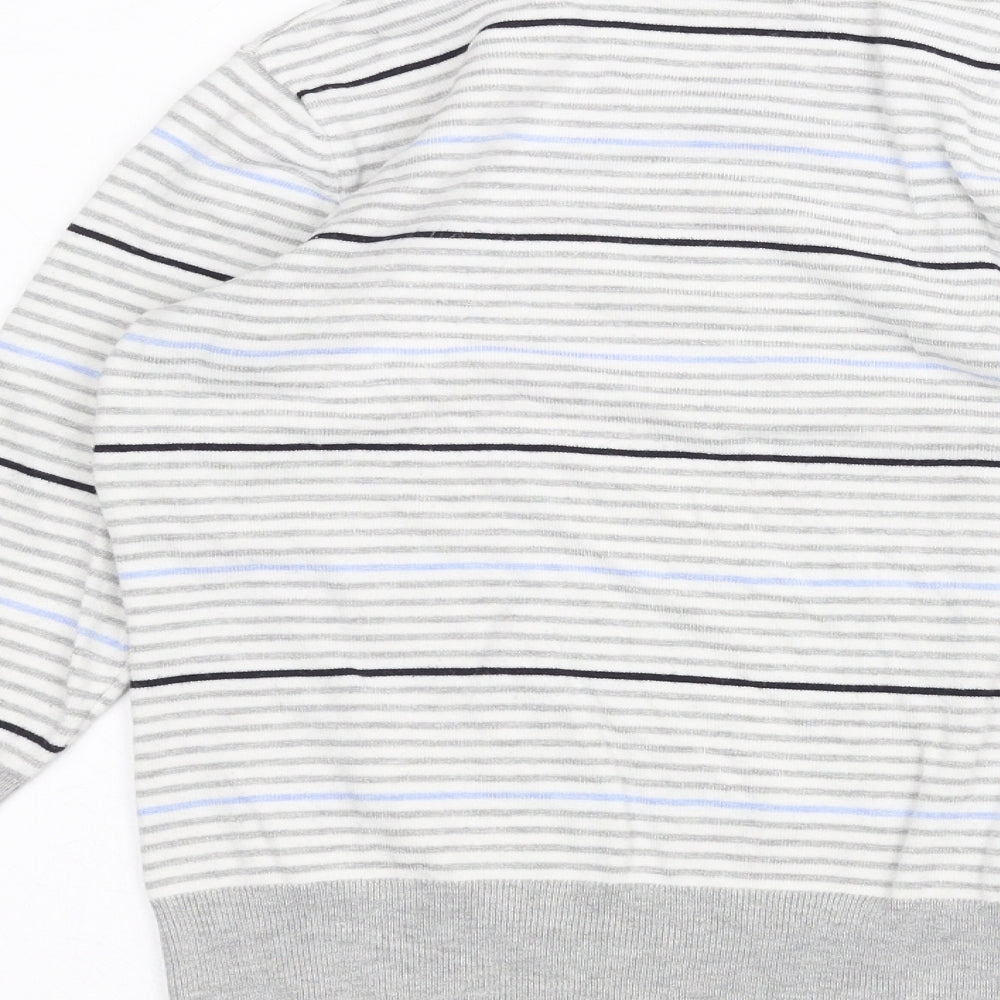 Country Club Womens White Striped  Basic T-Shirt Size S