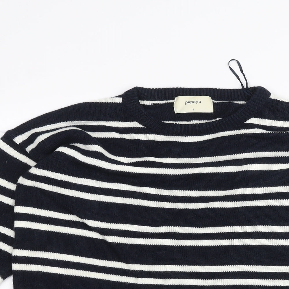 Papaya Womens Blue Striped  Pullover Jumper Size S