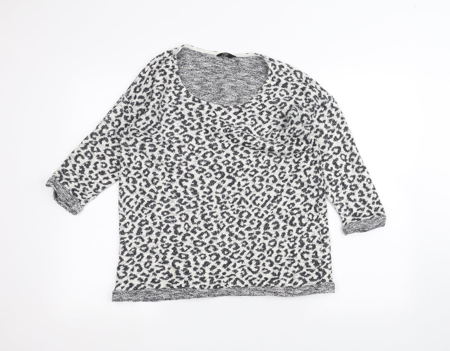 F&F Womens White Animal Print  Pullover Jumper Size 16