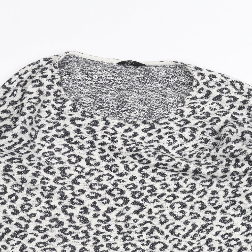 F&F Womens White Animal Print  Pullover Jumper Size 16