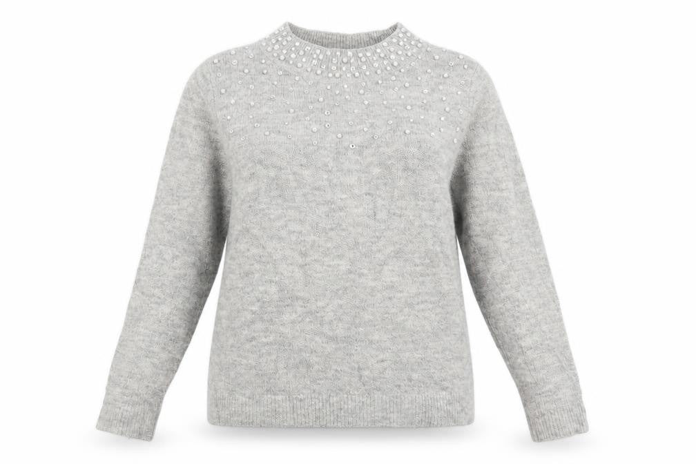 Dorothy Perkins Womens Grey   Pullover Jumper Size 18  - Beaded