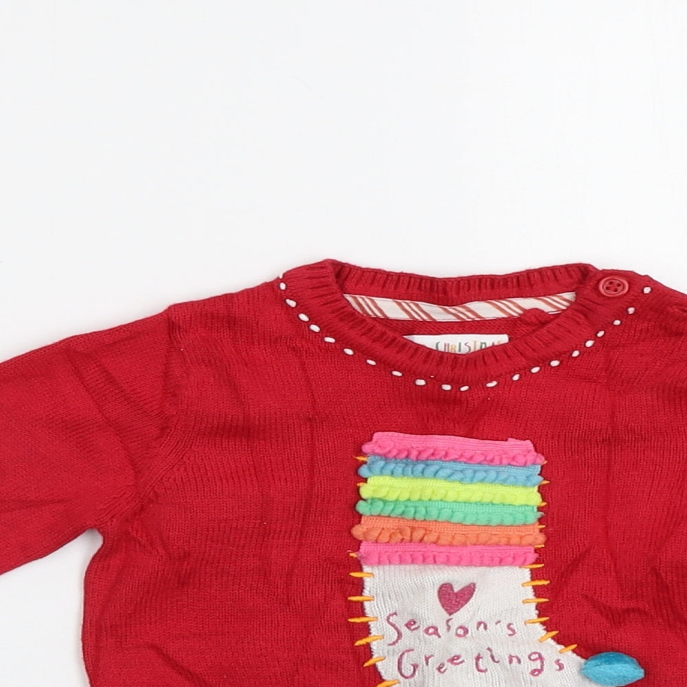 Mothercare Baby Red   Pullover Jumper Size 12-18 Months  - Xmas jumper