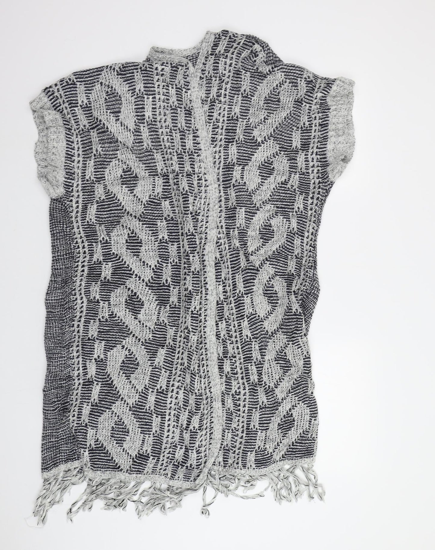 NEXT Womens Grey Geometric  Cardigan Jumper Size 16