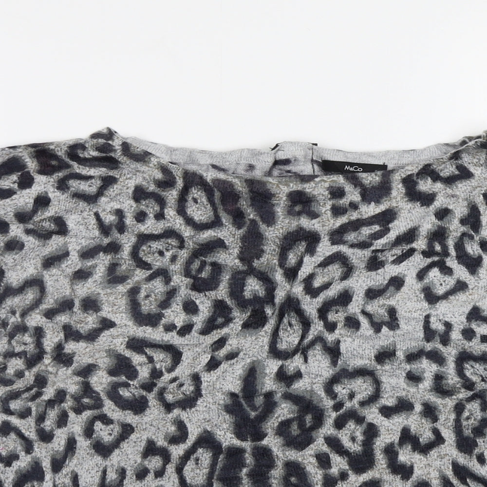 M&Co Womens Green Animal Print  Pullover Jumper Size 14