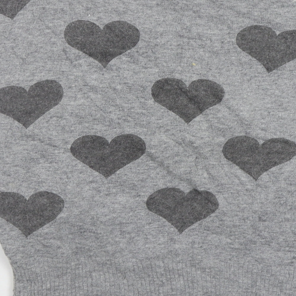 New Look Womens Grey Geometric  Pullover Jumper Size 8  - Hearts