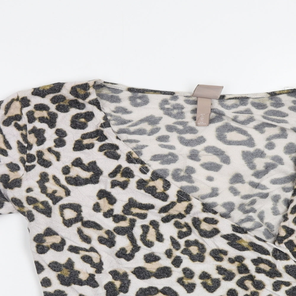 H&M Womens Beige Animal Print  Pullover Jumper Size XL