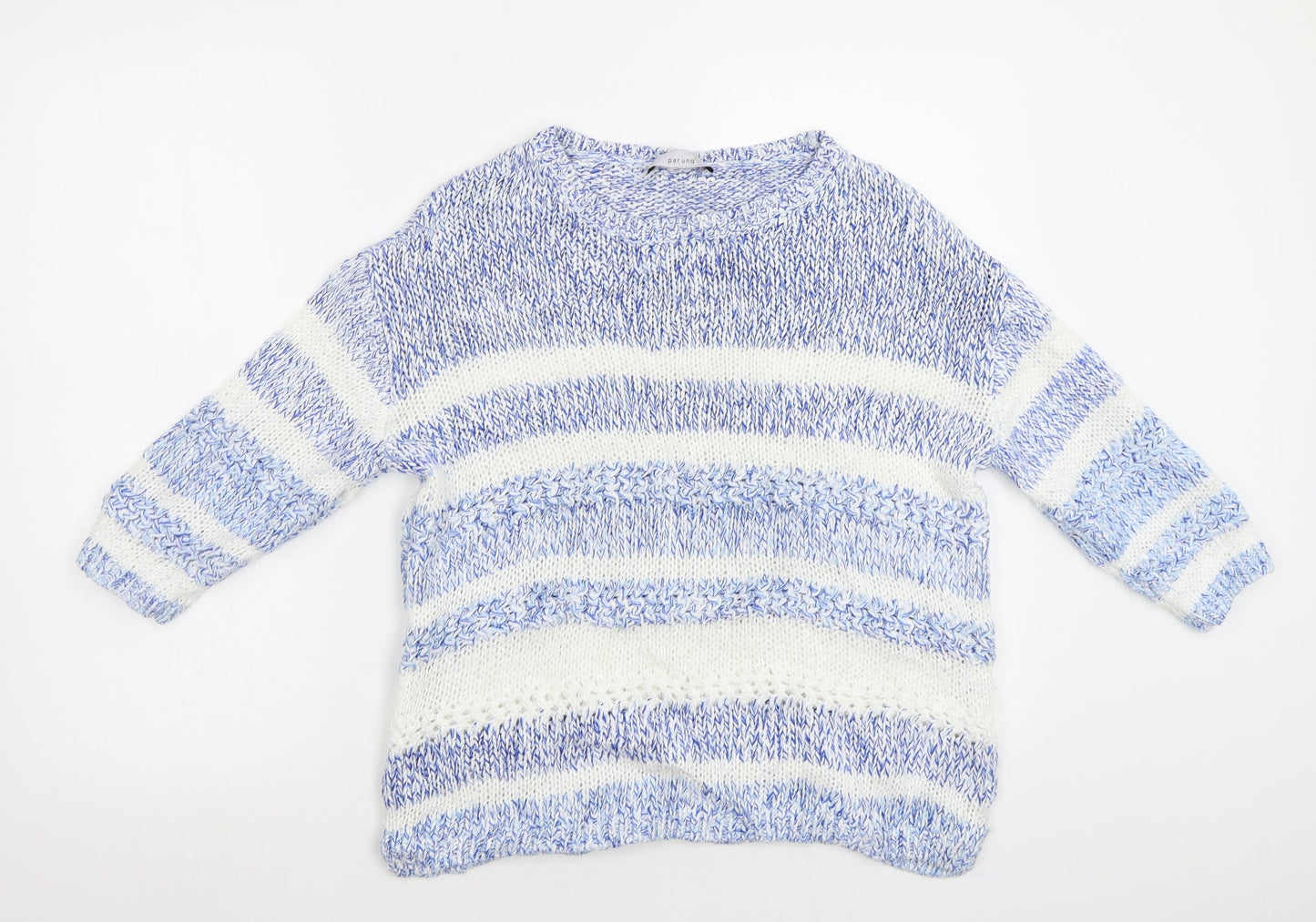 M&S Womens Blue Striped  Pullover Jumper Size 14