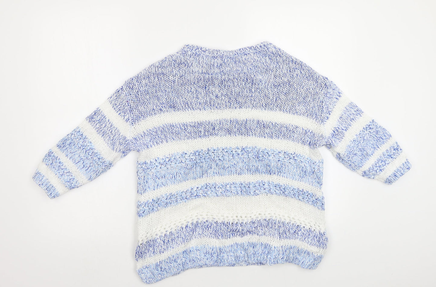 M&S Womens Blue Striped  Pullover Jumper Size 14