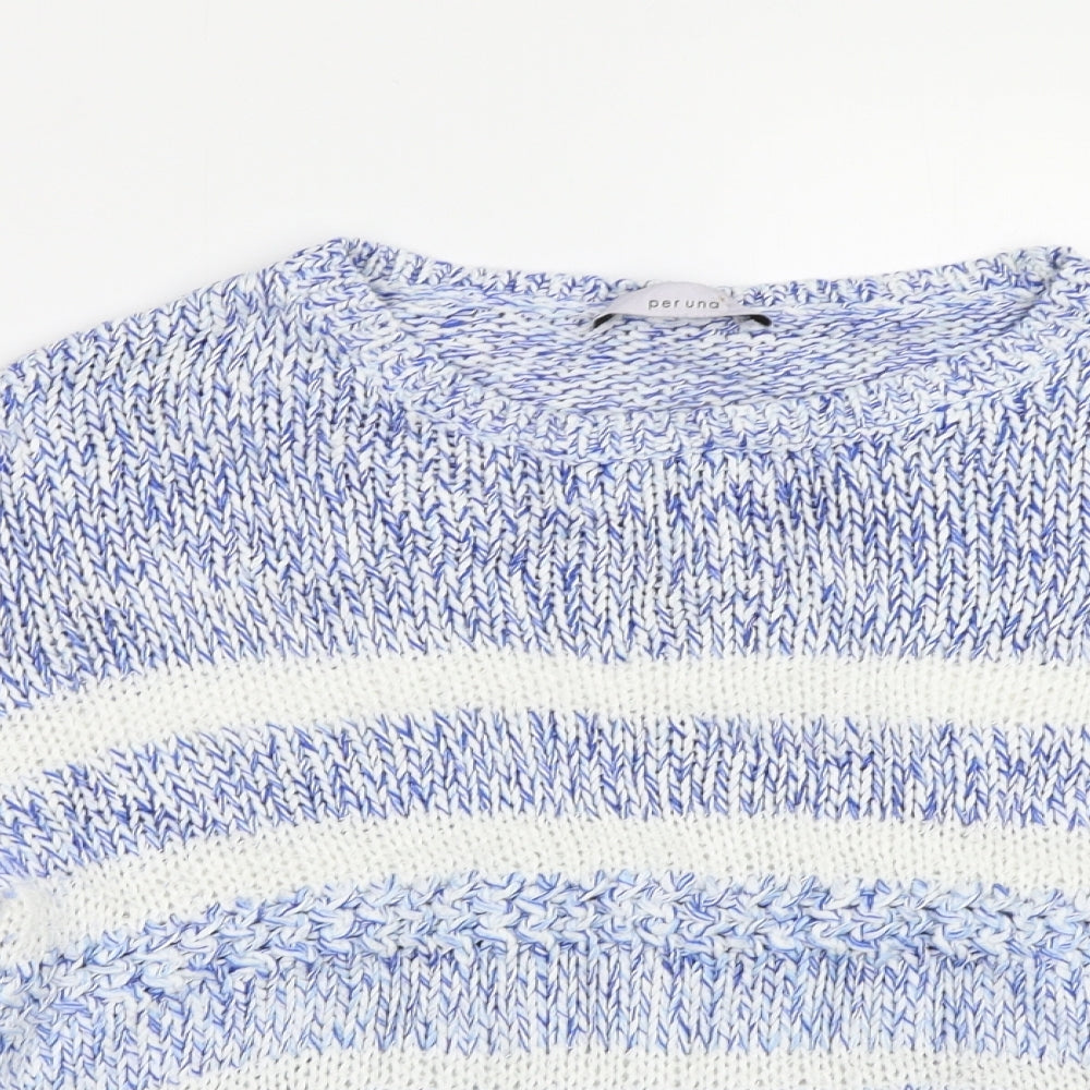 M&S Womens Blue Striped  Pullover Jumper Size 14