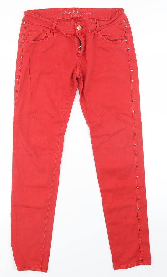 Jane Norman Womens Red   Skinny Jeans Size 12 L28 in