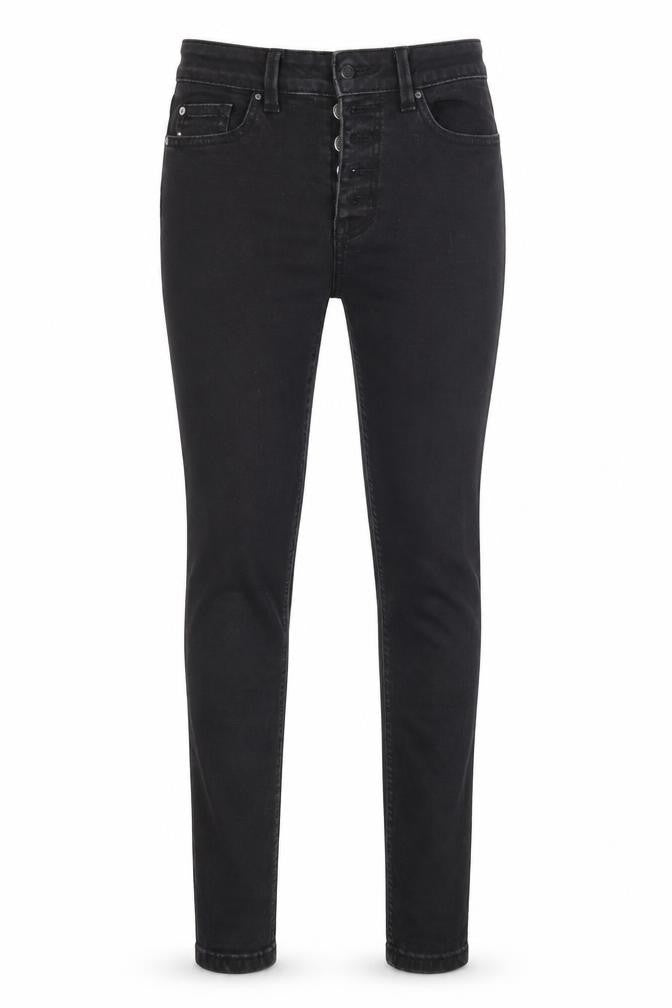 Front view of Denim CO women’s black skinny jeans, size UK 6, 27-inch leg