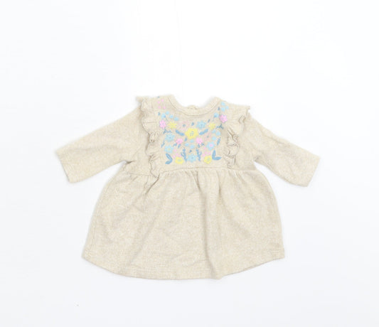George Girls Beige Floral  Tunic Jumper Size 0-3 Months  - First Size