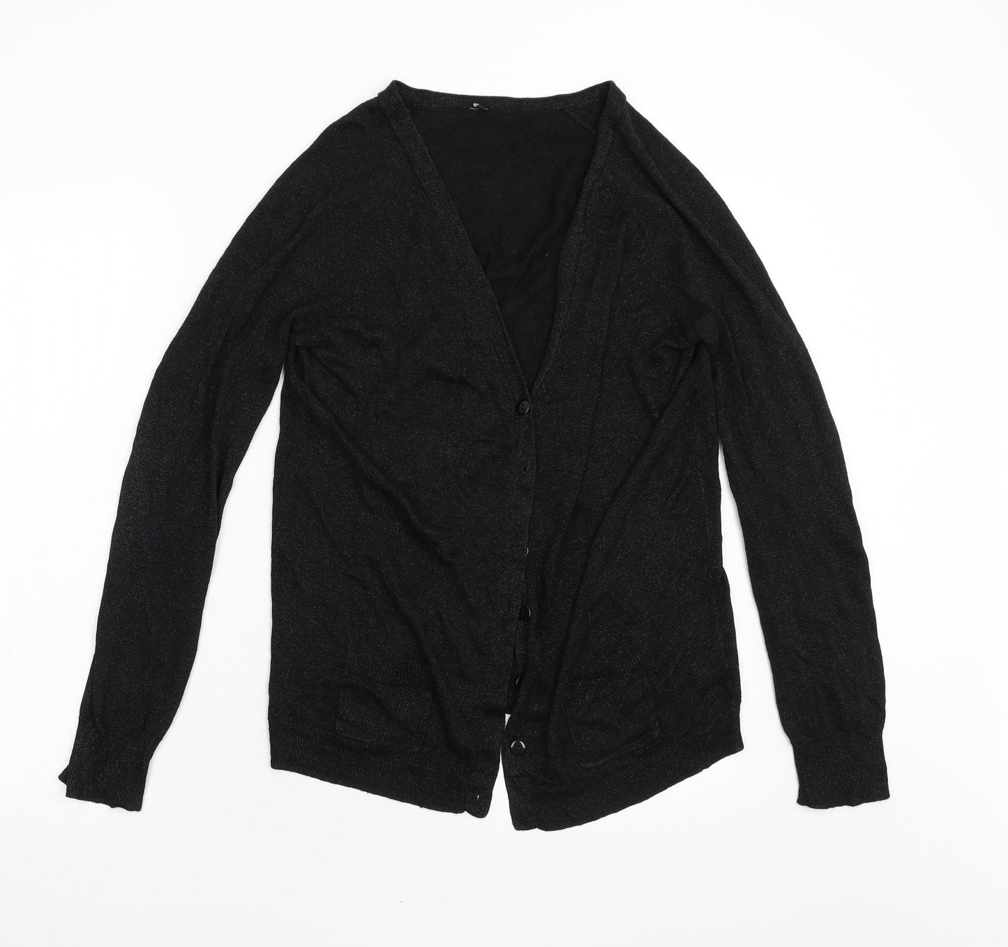 Topshop Womens Black  Knit Cardigan Jumper Size 14
