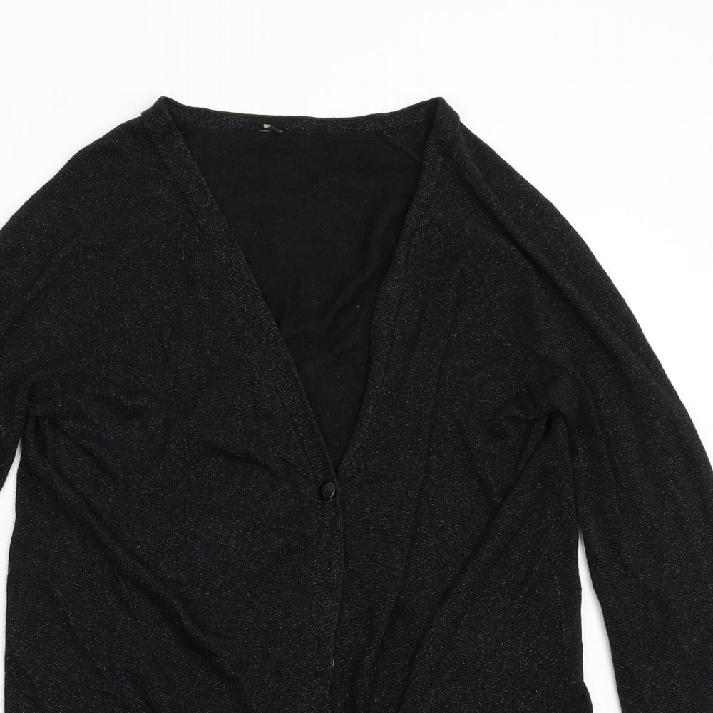 Topshop Womens Black  Knit Cardigan Jumper Size 14