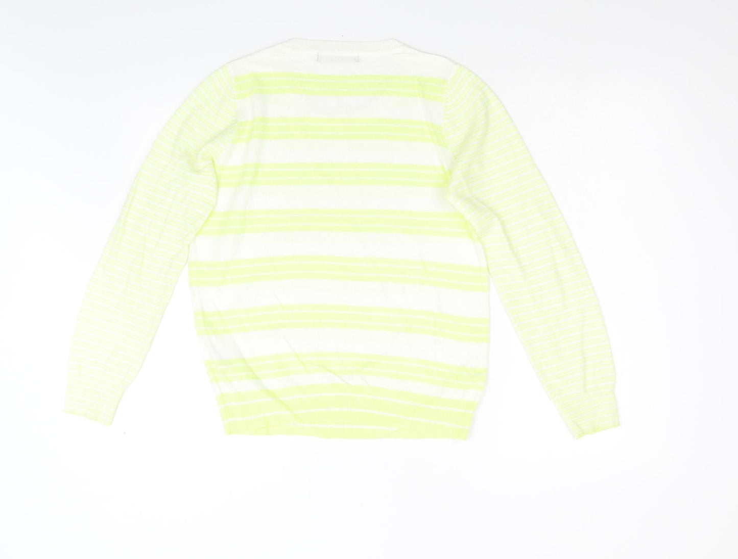 M&S Womens Yellow Striped Knit Pullover Jumper Size 8