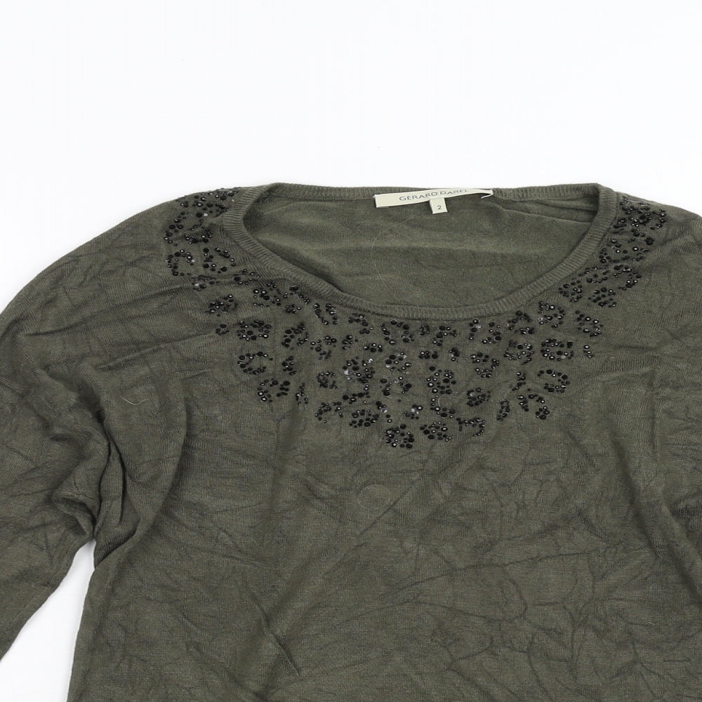 Gerard Darel Womens Green  Knit Pullover Jumper Size 2