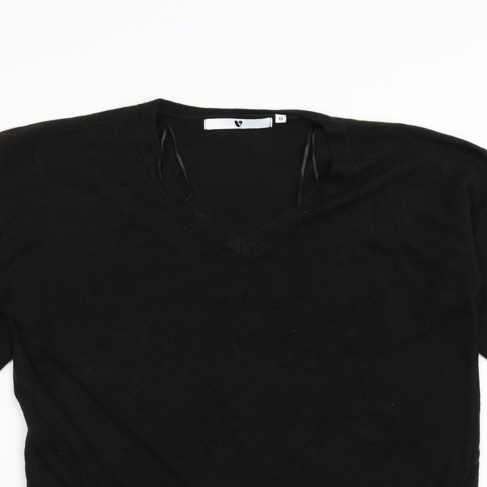 Very Womens Black  Knit Pullover Jumper Size 12