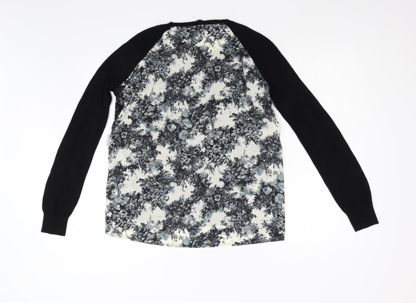 Oasis Womens Black Floral Knit Pullover Jumper Size S