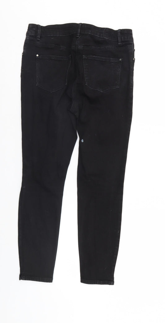Preworn Womens Black  Denim Straight Jeans Size 12 L26 in