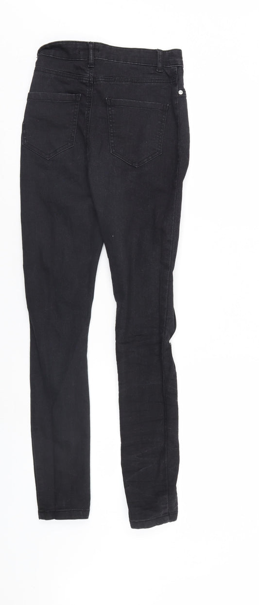 Boohoo Womens Black  Denim Straight Jeans Size 4 L28 in