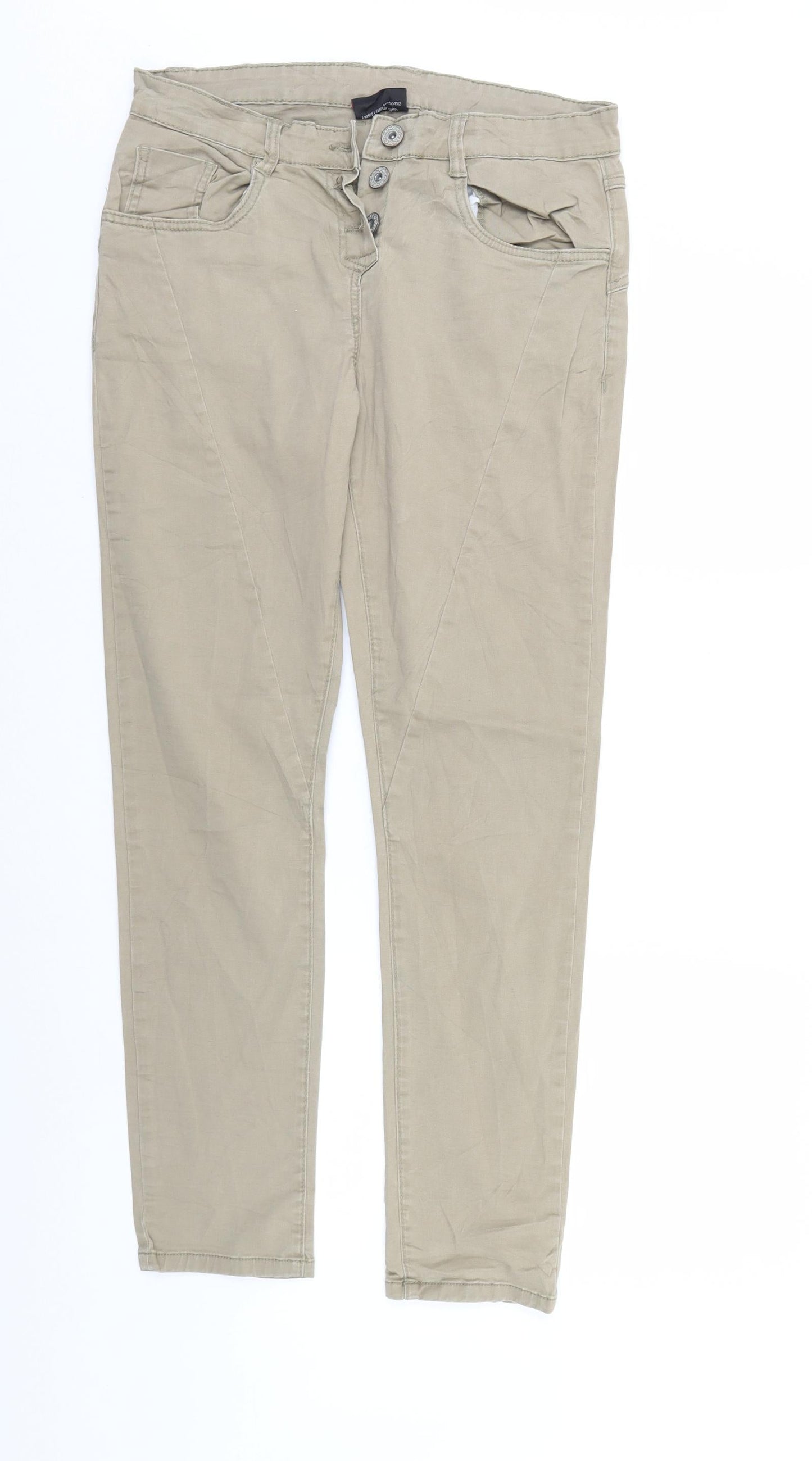 Gina Womens Beige  Denim Straight Jeans Size 8 L29 in