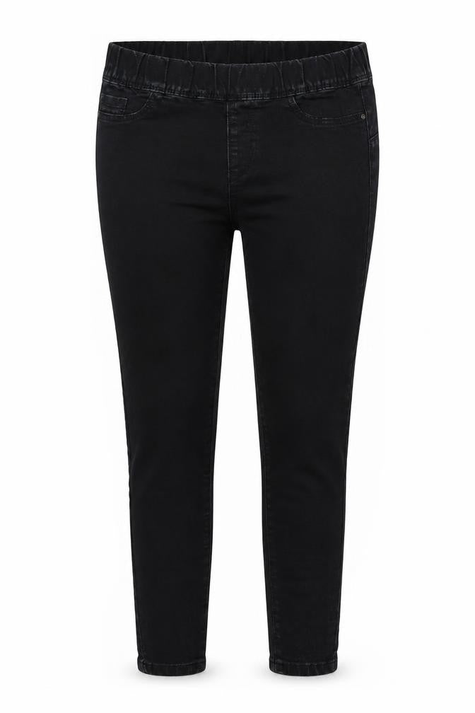 Front view of Denim & Co. women’s black denim jegging jeans, size UK 8, 29-inch leg