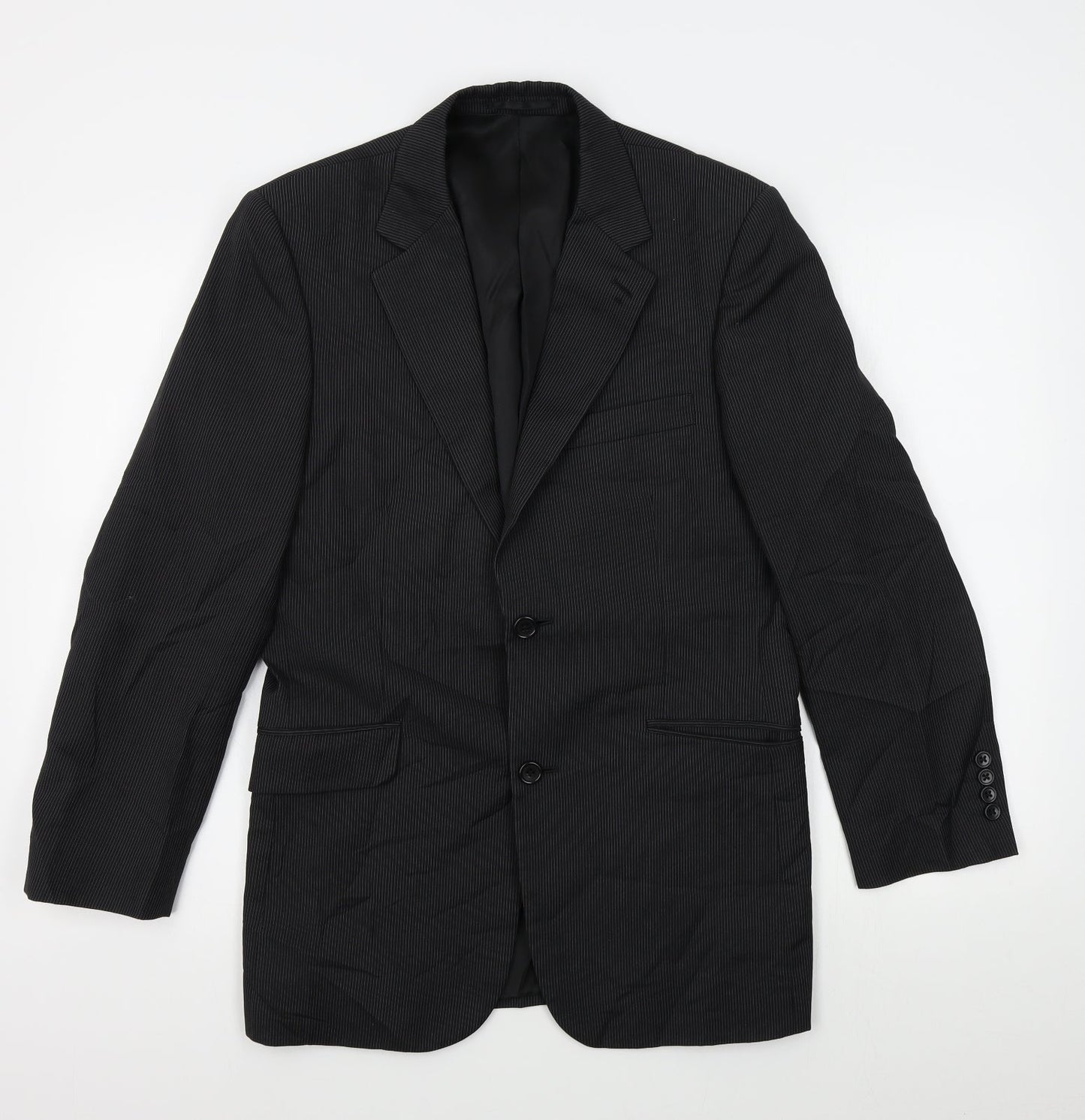 savoy taylors guild Mens Black Striped  Jacket Blazer Size 36