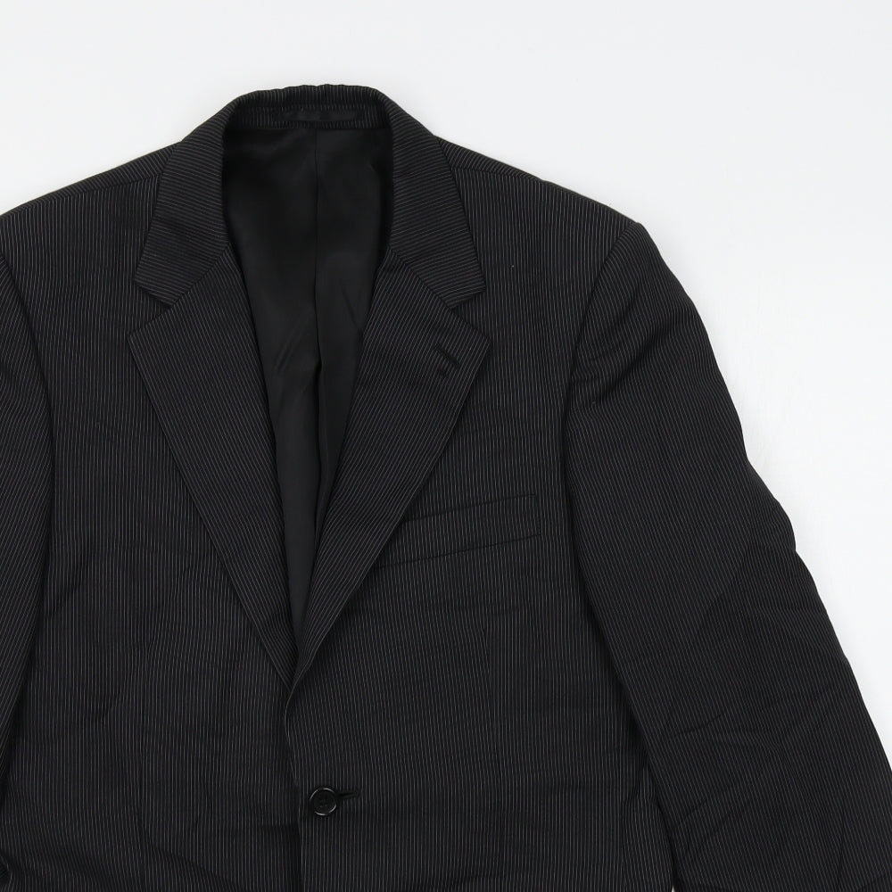 savoy taylors guild Mens Black Striped  Jacket Blazer Size 36