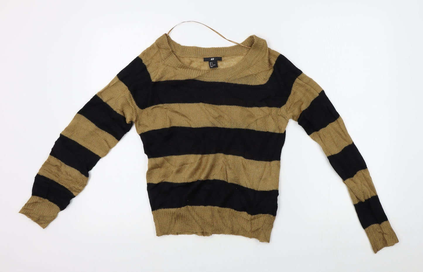 H&M Womens Gold Striped  Pullover Jumper Size S