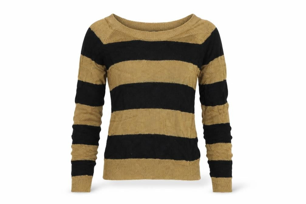 H&M Womens Gold Striped  Pullover Jumper Size S