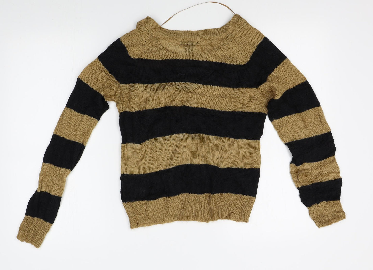 H&M Womens Gold Striped  Pullover Jumper Size S