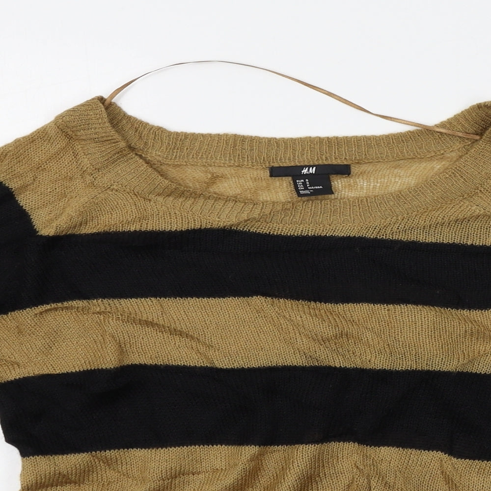 H&M Womens Gold Striped  Pullover Jumper Size S