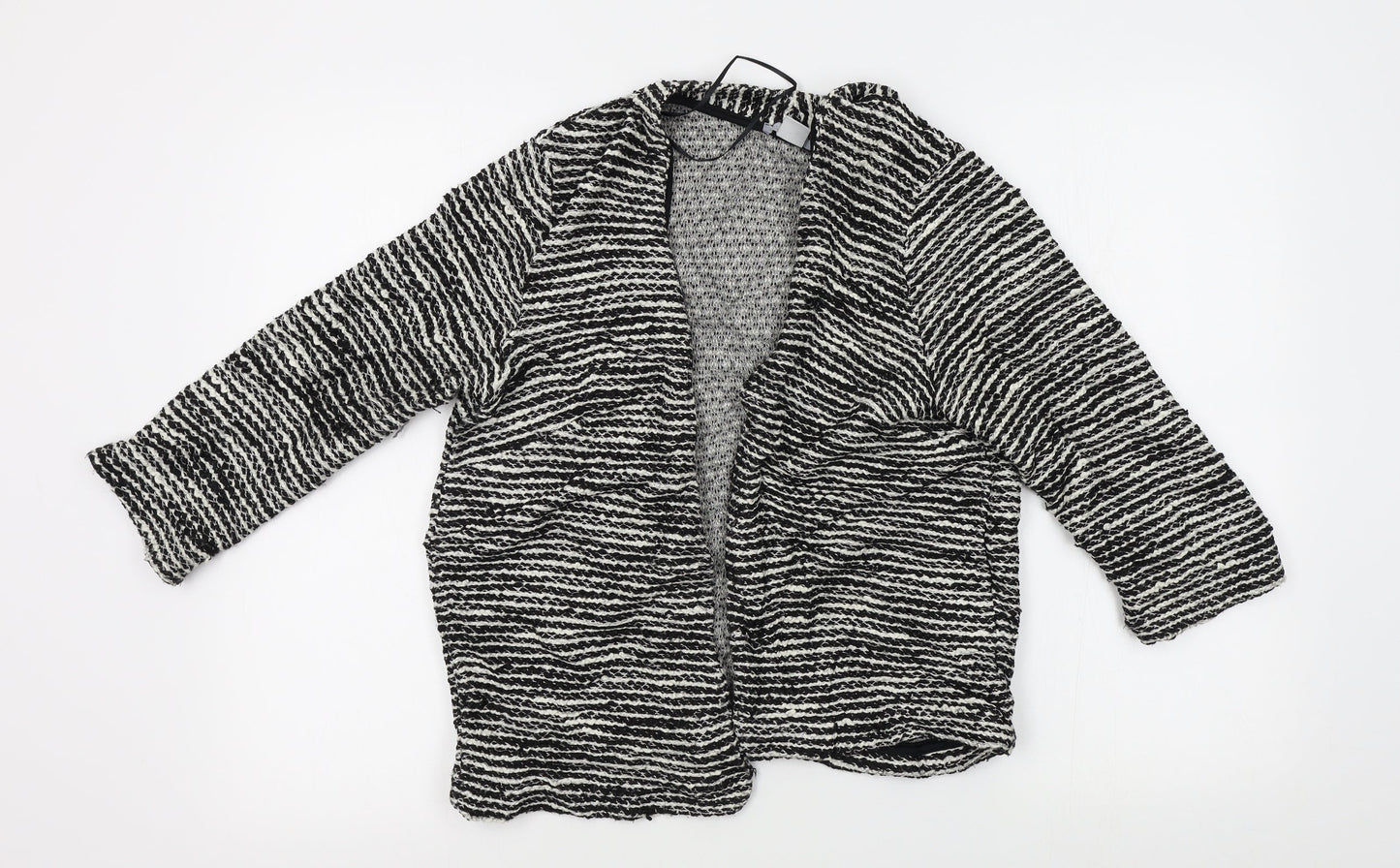 H&M Womens White Striped  Cardigan Jumper Size M