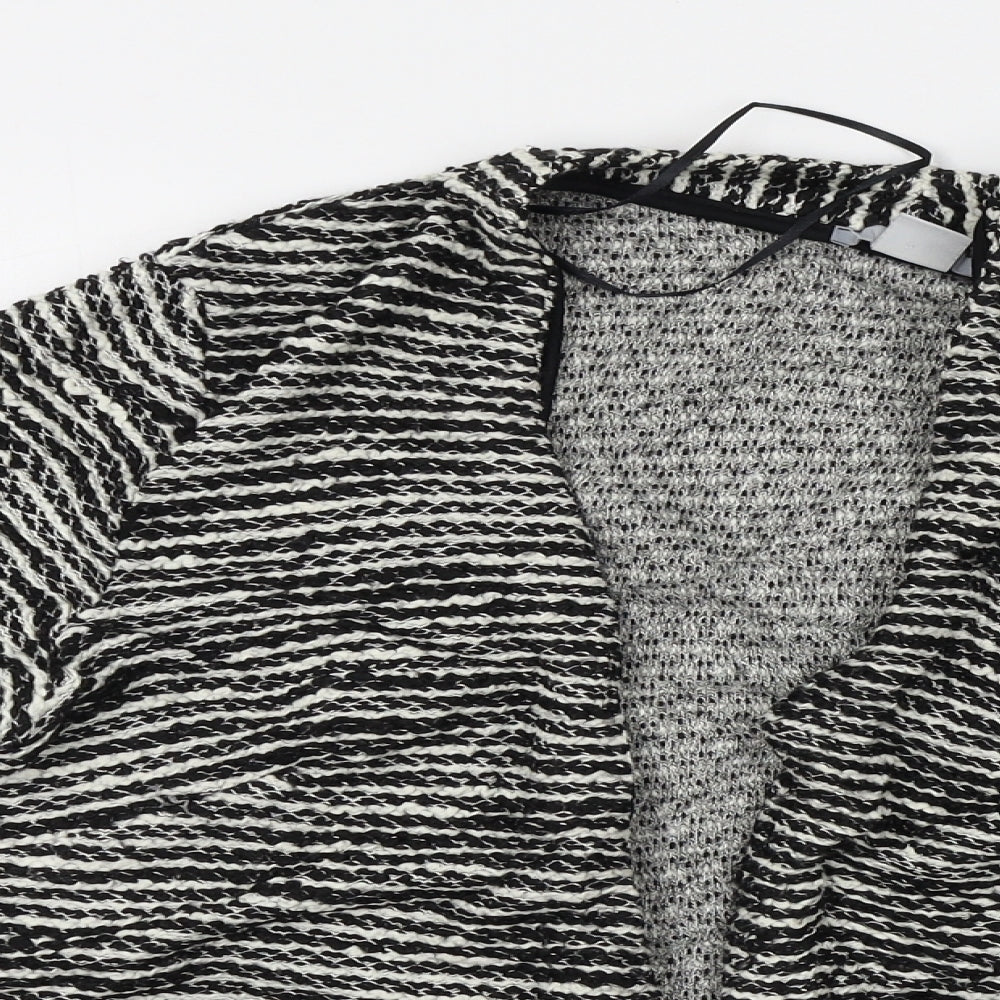 H&M Womens White Striped  Cardigan Jumper Size M
