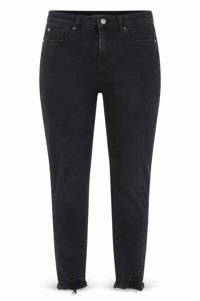 Front view of Denim Co women’s black denim skinny jeans, size UK 12, 28-inch leg