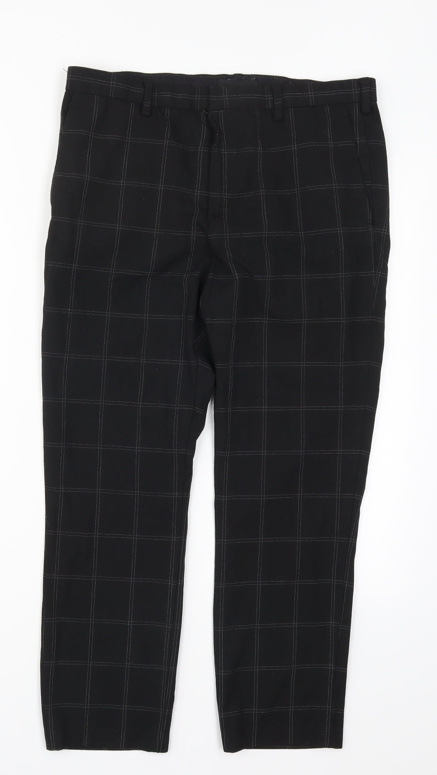 H&M Womens Black Check  Trousers  Size 32 in L25.5 in