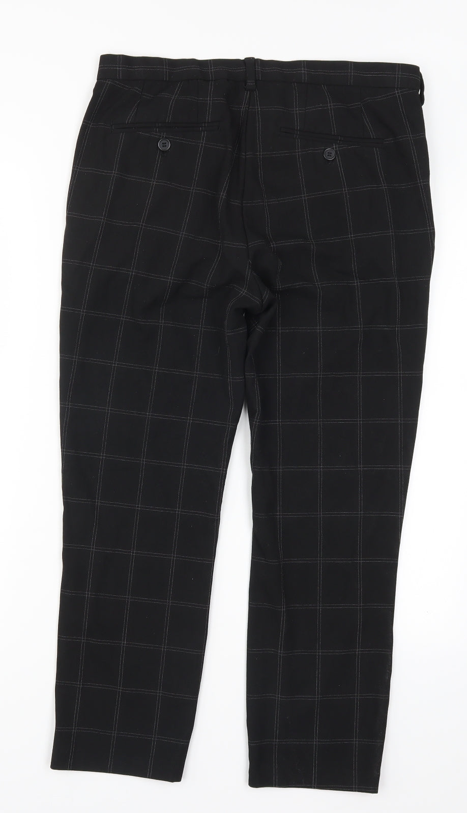H&M Womens Black Check  Trousers  Size 32 in L25.5 in