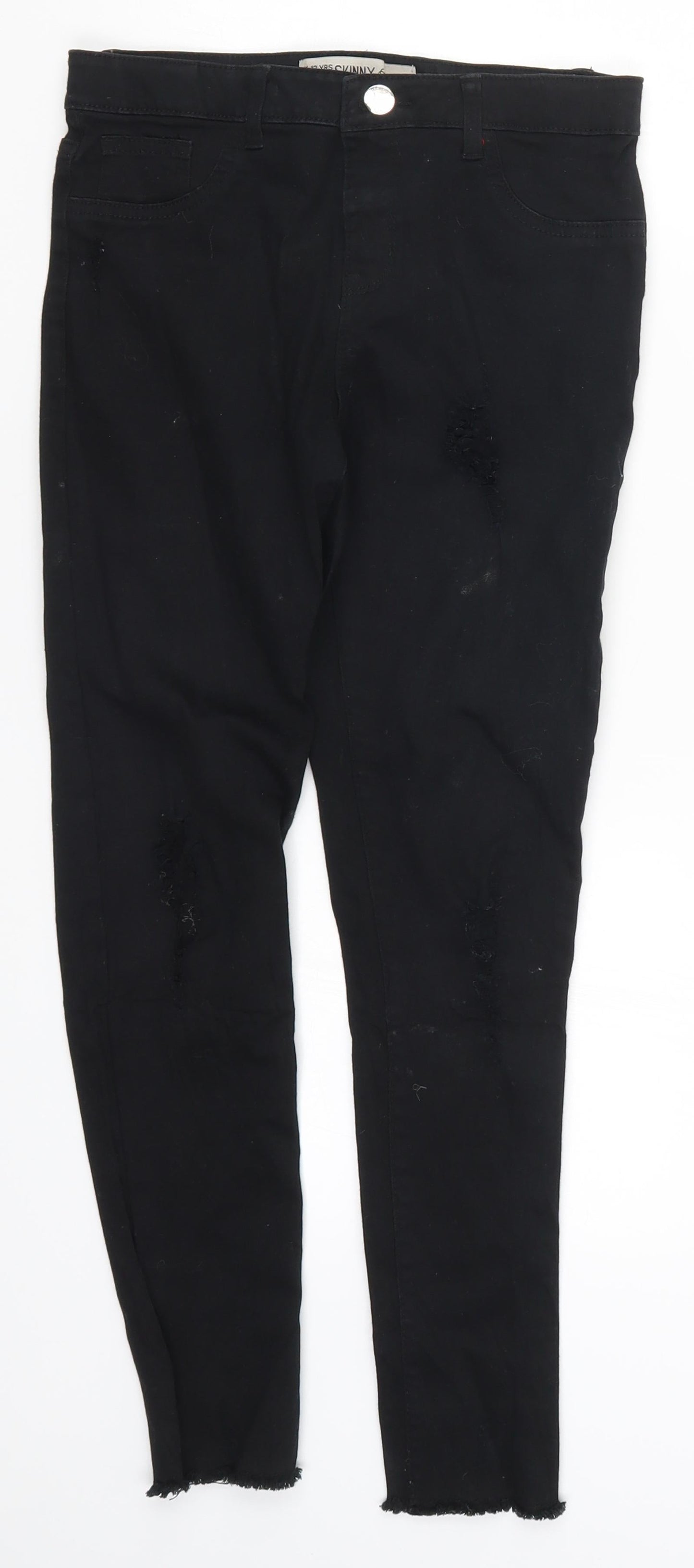 Denim Co Girls Black  Denim Skinny Jeans Size 11-12 Years - Distressed Look