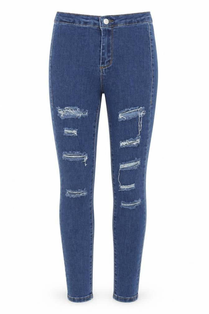PRETTYLITTLETHING Womens Blue  Denim Skinny Jeans Size 6 L27 in