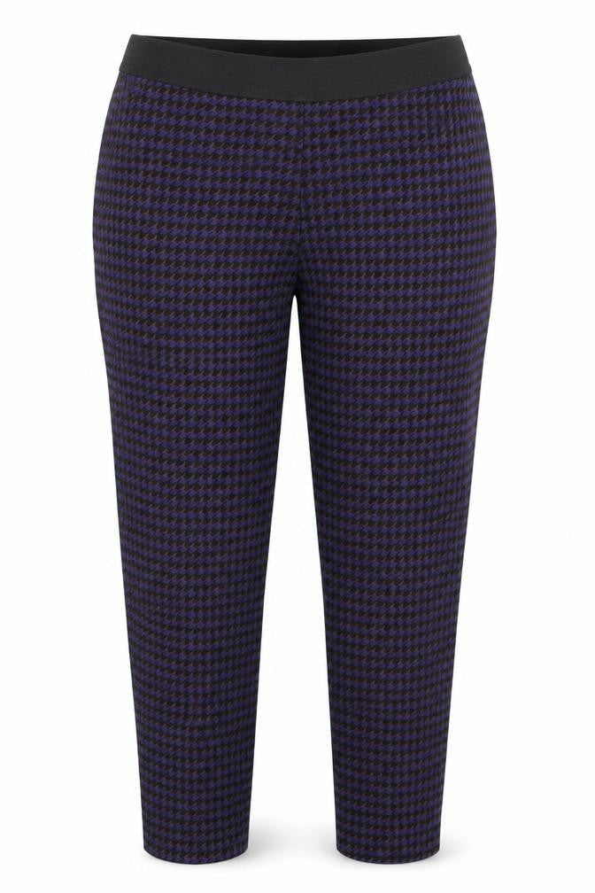 Marks and Spencer Womens Blue Houndstooth  Trousers  Size 16 L25.5 in