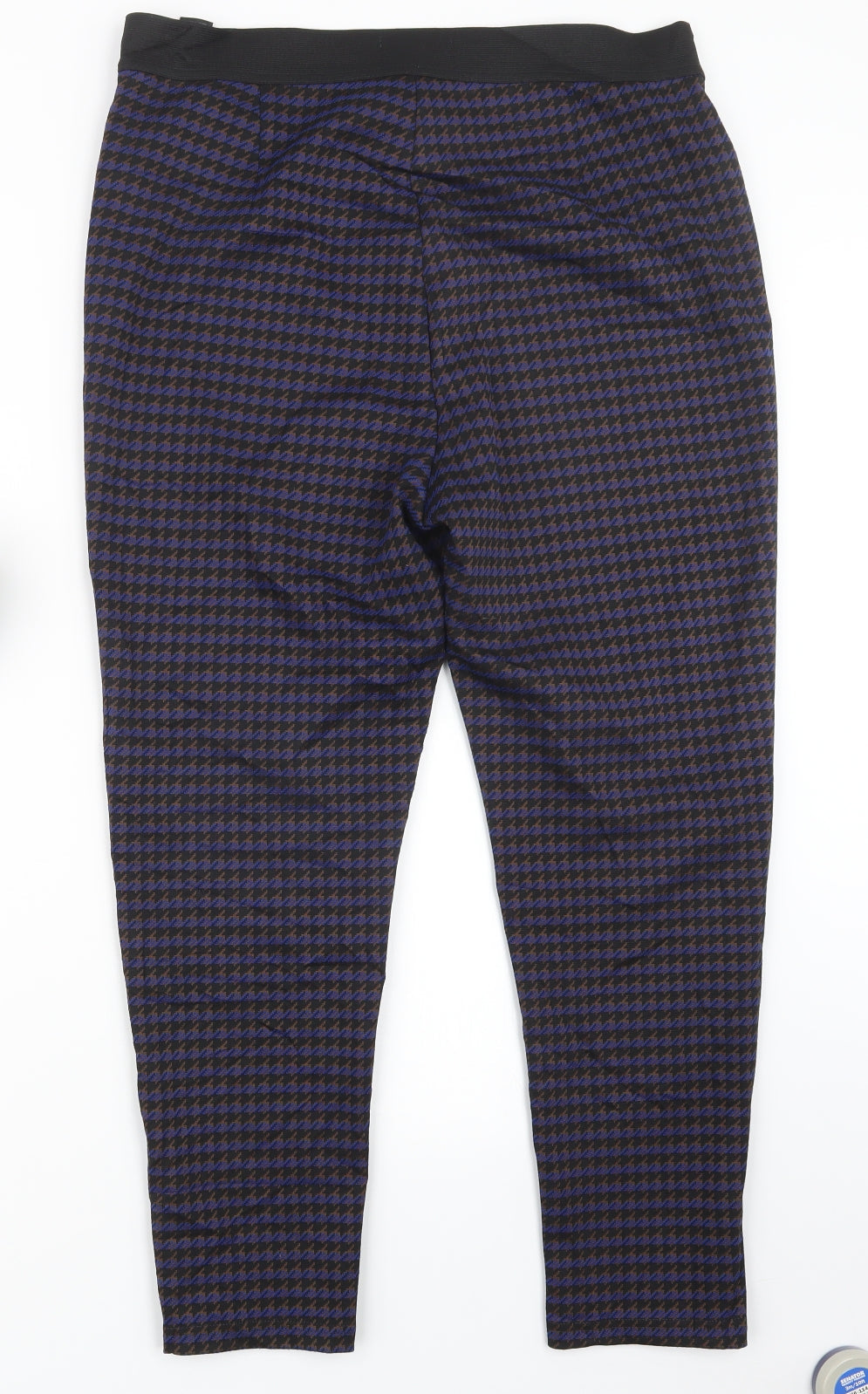 Marks and Spencer Womens Blue Houndstooth  Trousers  Size 16 L25.5 in
